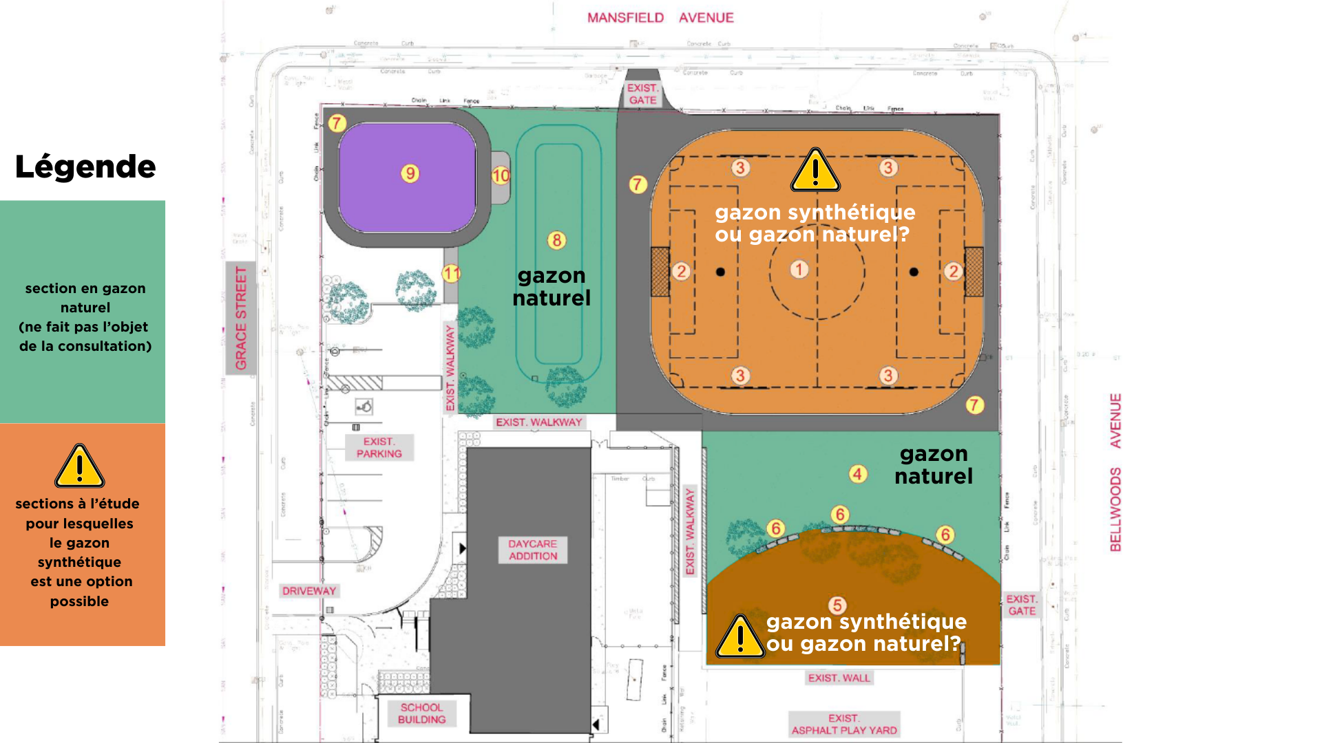 Plan de la cour de l'école Pierre-Elliott-Trudeau